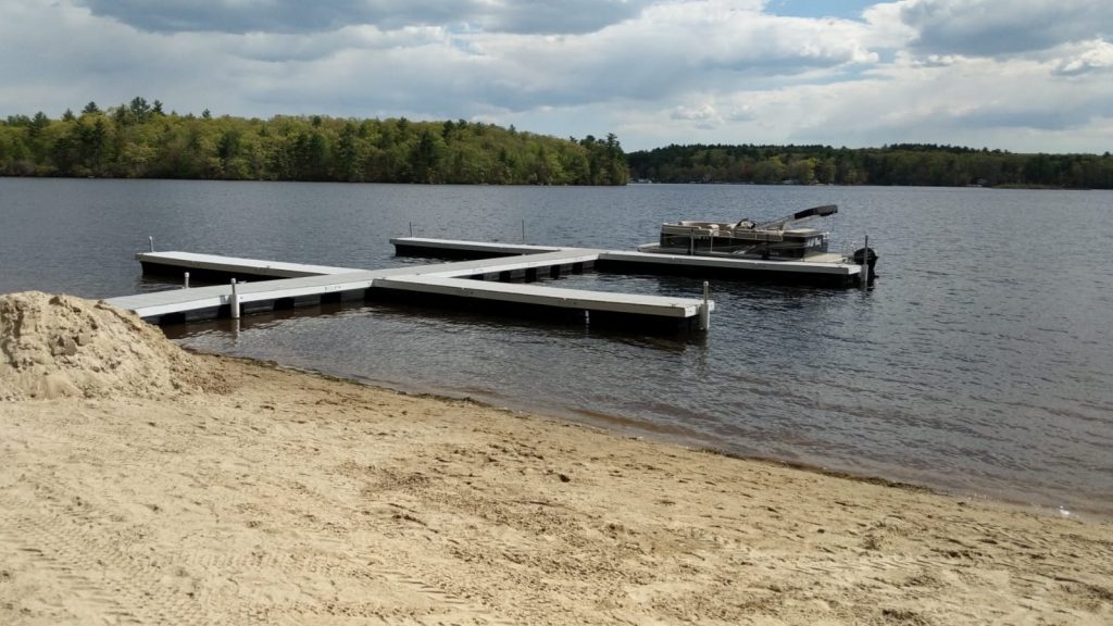New floating docks and beach